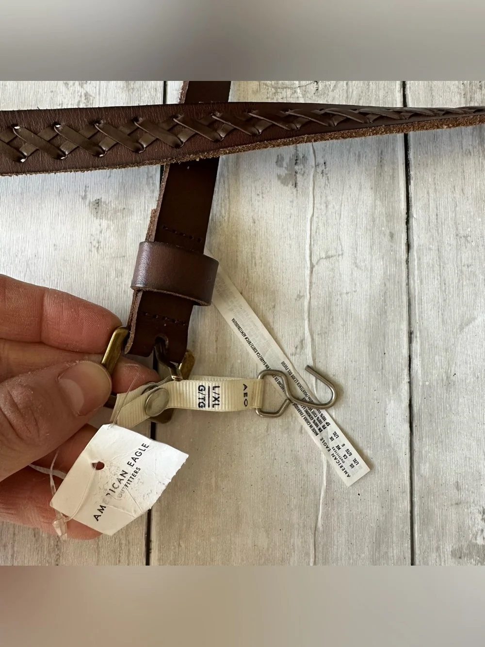 NEW WITH TAGS AMERICAN EAGLE BROWN BRAIDED ACCENT BELT SKINNY BELT SIZE L/ XL